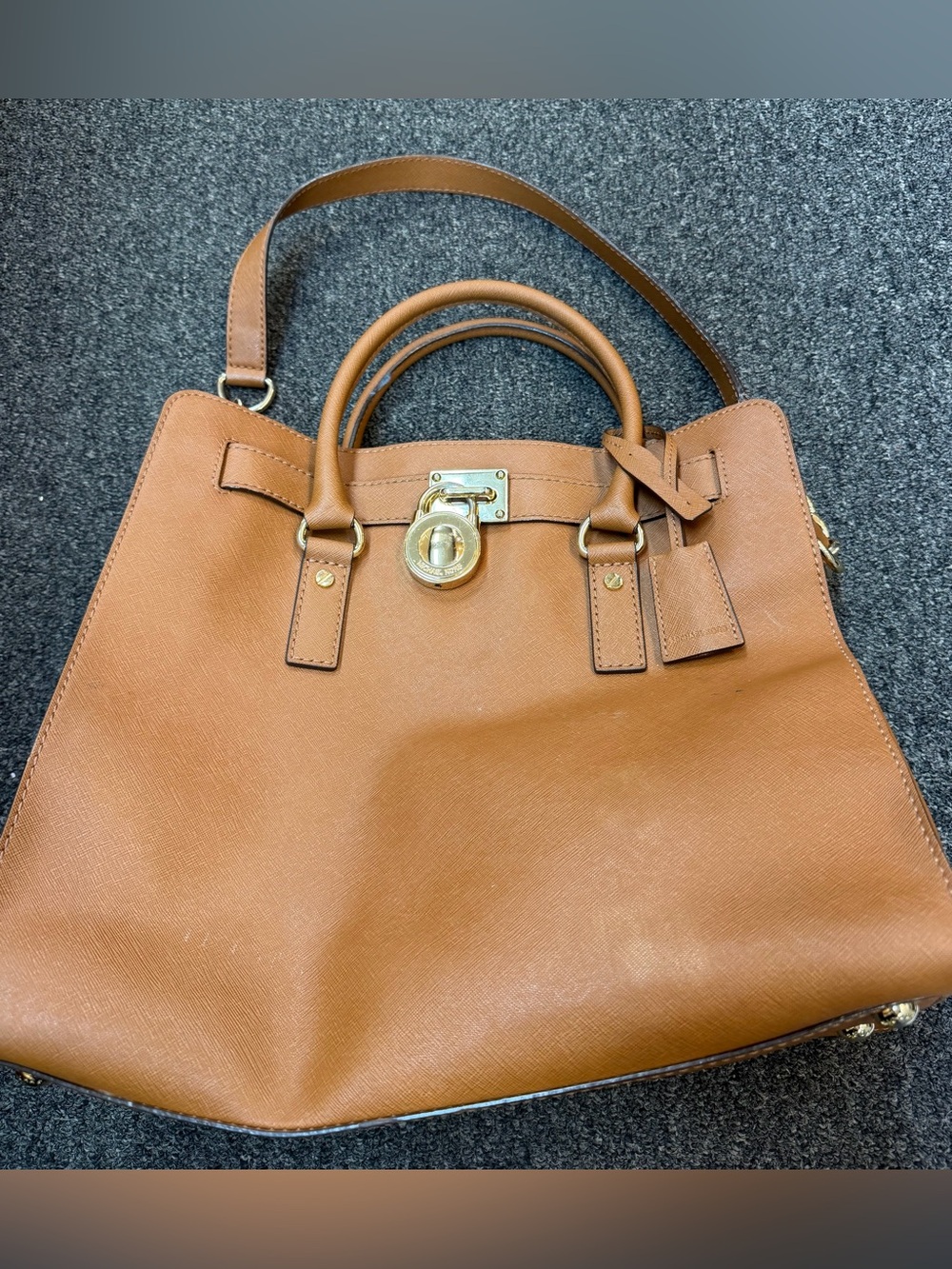 Michael Kors Hamilton Large Saffiano Leather Satchel Brown Purse